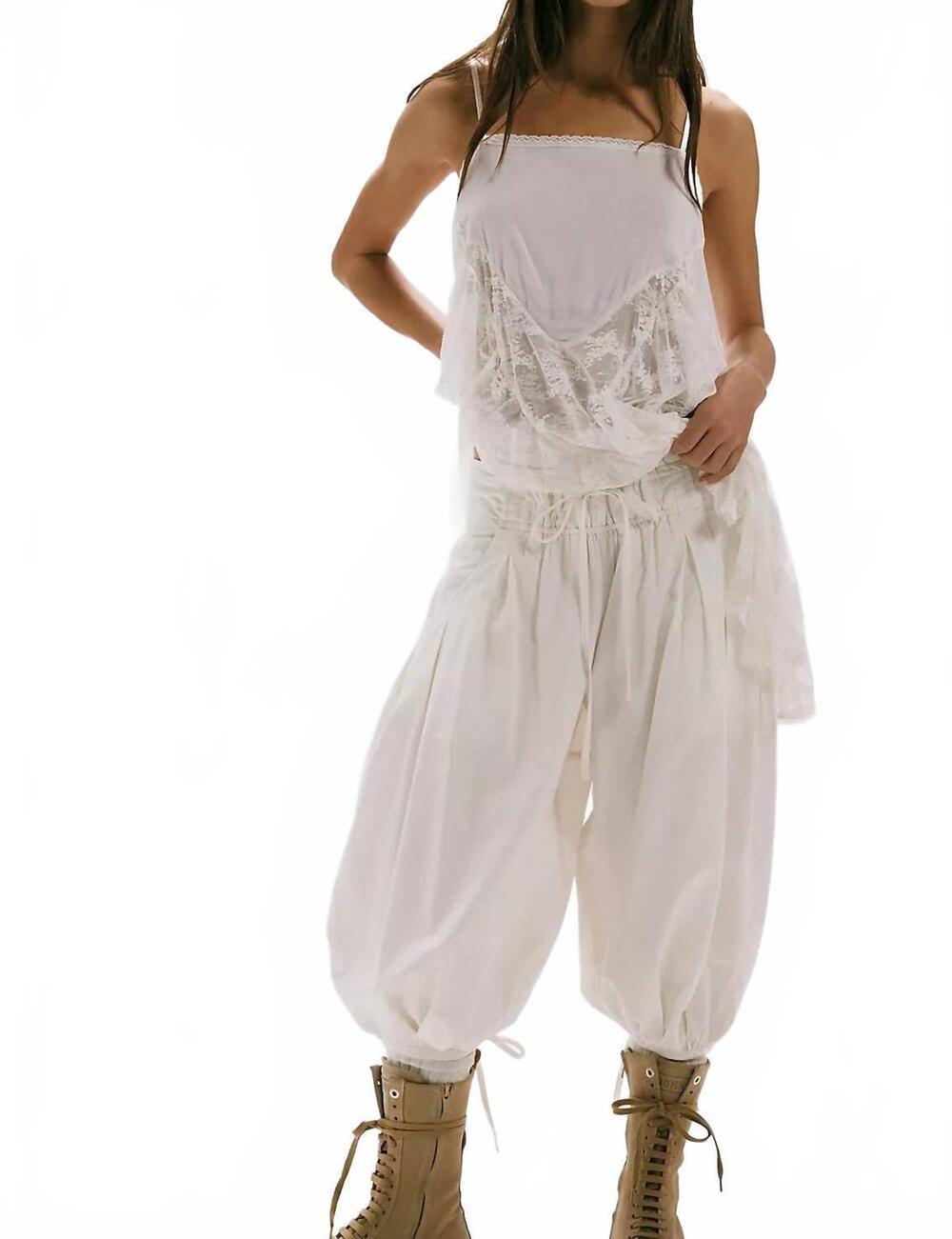 NEW FREE PEOPLE calle bubble cropped cotton poplin pants in tofu